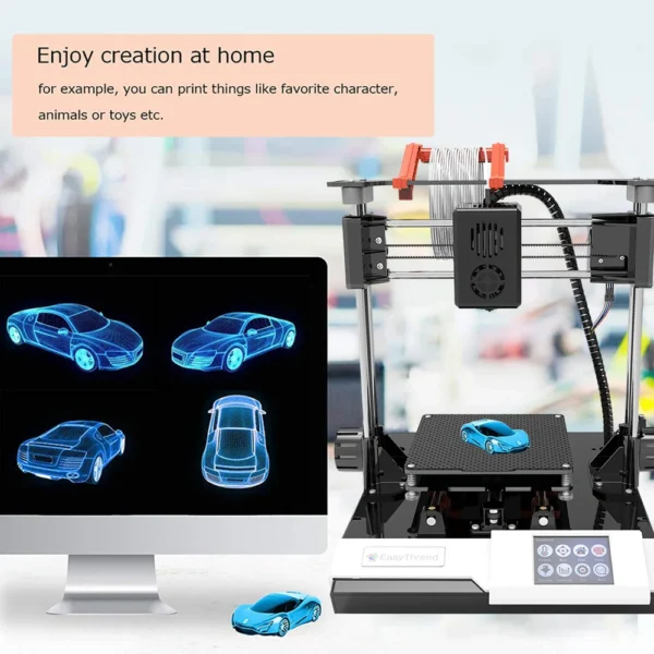 EasyThreed K6 3D Printer FDM Desktop Printing Machine 100x100x100mm Print Size with 2.4'' Touchscreen Control with TF Card/USB