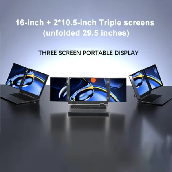 16+2*10.5 inch Triple Screen Gaming Laptop Intel Core i7 1260P 64GB RAM 2TB Notebook Fingerprint/Face Recognition Unlocking PC