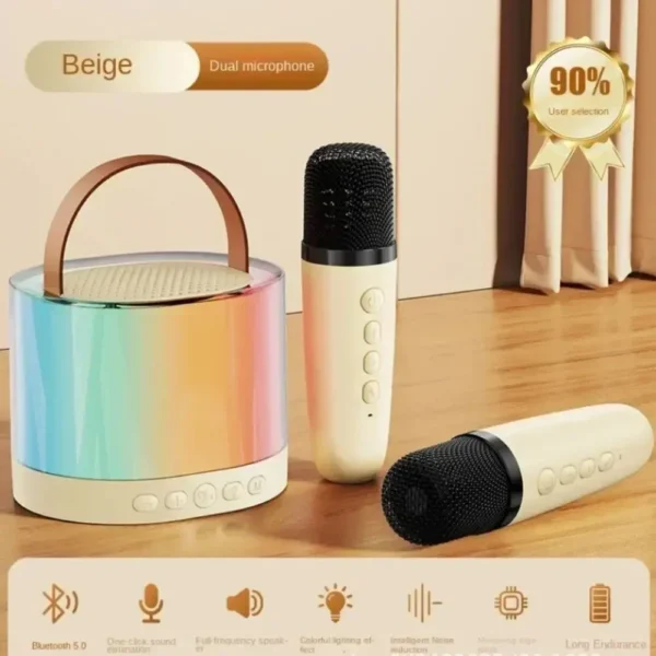 K52 Wireless Bluetooth Speaker Karaoke Machine With 2 Microphone Portable Multifunctional Audio Music Player for Child Home Gift