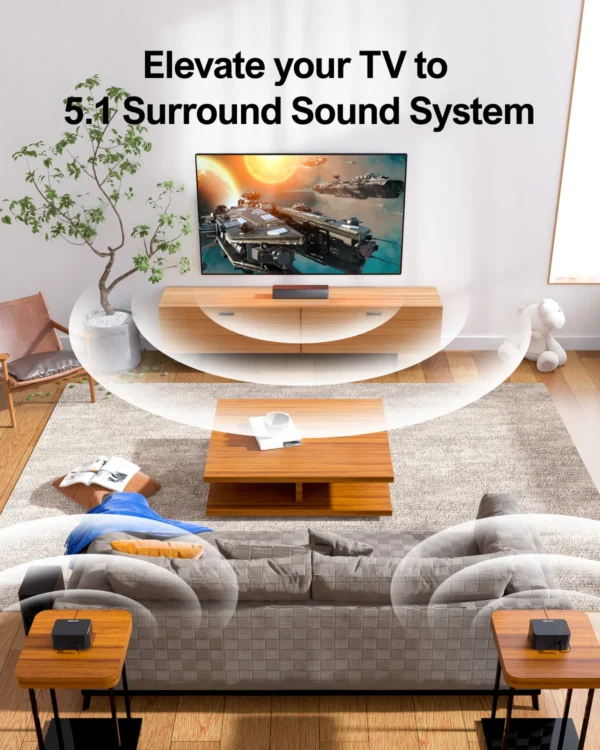 ULTIMEA 320W 5.1 Soundbar with Wireless Subwoofer & 2 Surround Speakers, 3D Surround Sound System Home Theater, APP Control