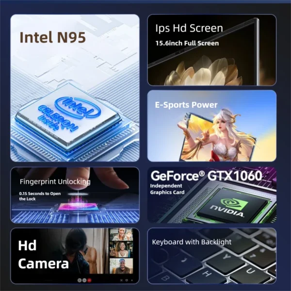 Saf4a73cd290a4a04be229e83073d5392u.webp 15.6" intel N95 GTX1060 gaming laptops portable notebook computer pc 32GB DDR4 1TB SSD Windows11 laptop Gamer Backlit Keyboard
