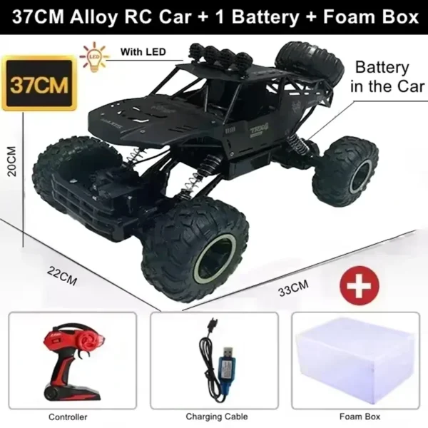 RC Off Road Cars 1:12/16 4WD 20KM/H High-Speed Remote Control Car 2.4G with LED Lights Monster Truck Ideal Outdoor Vehicle Gifts