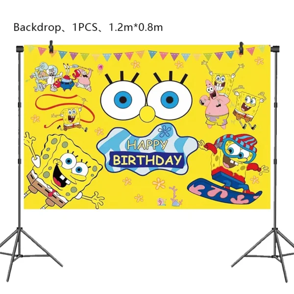 SpongeBob Birthday Party Decoration Aluminum Foil Balloon For Kid Event Supplies Disposable Tableware Banner Backdrop Gift