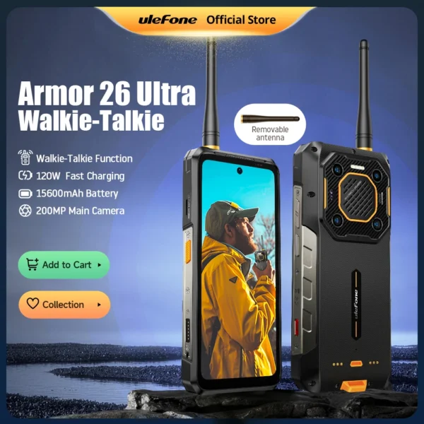 Sb61a369661ee42e1b1a71cd70fad4606e.webp Ulefone Armor 26 Ultra Walkie Talkie 5G Rugged Phone 120W 15600mAh 200MP+64MP +50MP NFC 6.78" FHD+ Waterproof Mobile Smartphone