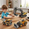 Kids RC Car Toys 2.4Ghz Remote Control Alloy Excavator Dump Truck Bulldozer Electric Construction Vehicle Gifts for Boys Girls