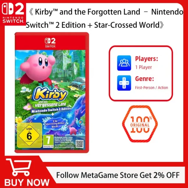 Nintendo Switch 2 Game -Kirby and the Forgotten Land + Star-Crossed Worldr-Crossed World + Star-Crossed World