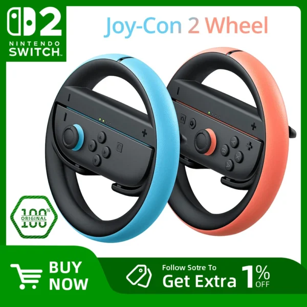 Nintendo Switch 2 Joy-Con 2 Wheel Steering Wheel Set 100% Original for Switch 2 Joy Con and Mario Kart World Game  Accessories