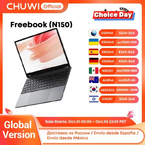 CHUWI FreeBook 2 in 1 Laptop Tablet 13.5" FHD Touch Screen Intel N150 / N100 12GB / 16GB LPDDR5 512G SSD WIFI 6 2256*1504