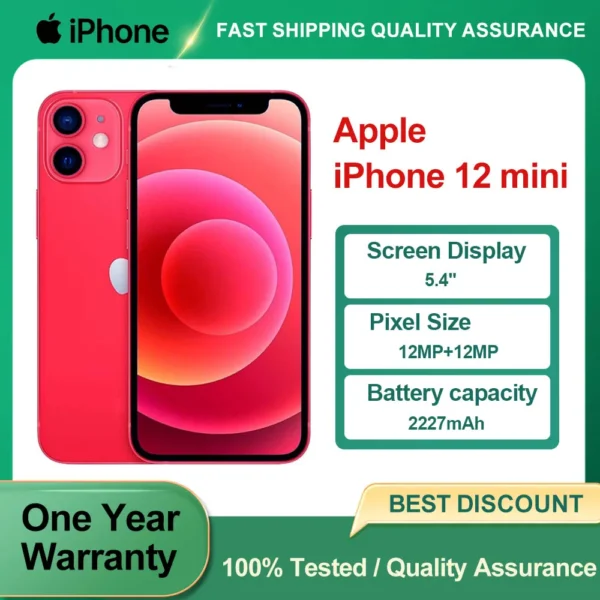 Original Used Apple iPhone 12 mini Unlocked 5G Mobile Phone 5.4" 64/128/256GB ROM 12MP Camera Hexa-core IOS NFC Smartphones