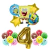 SpongeBob Birthday Party Decoration Aluminum Foil Balloon For Kid Event Supplies Disposable Tableware Banner Backdrop Gift