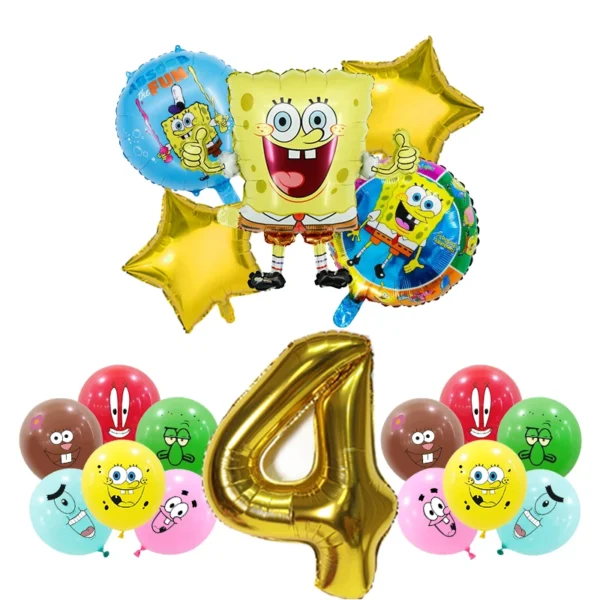 SpongeBob Birthday Party Decoration Aluminum Foil Balloon For Kid Event Supplies Disposable Tableware Banner Backdrop Gift