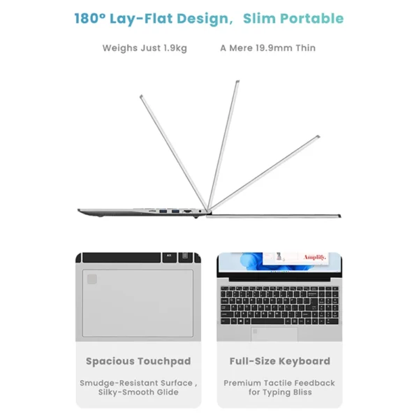 15.6 Inch Laptop Intel Core Ultra7 155U/Ultra5 125H Gaming Notebook 2*DDR5 5600MHz 2*M.2 PCIE Fullfeatured Type C WI-FI 6 BT5.2