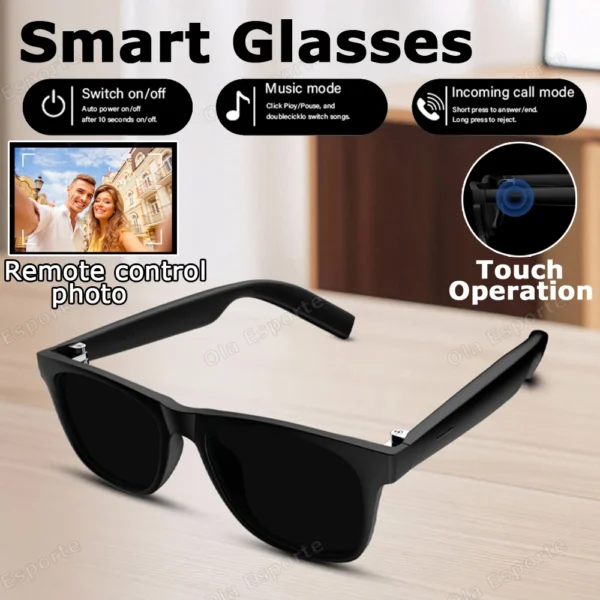 Ola Esporte New Smart Glasses Bluetooth Call Sunglasses Multi-functional Anti-Blue Light Sunglasses Wireless Headset Men Women