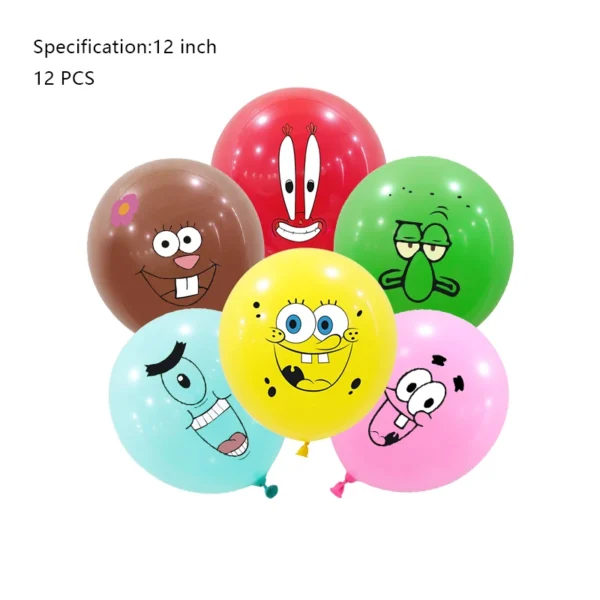 SpongeBob Birthday Party Decoration Aluminum Foil Balloon For Kid Event Supplies Disposable Tableware Banner Backdrop Gift
