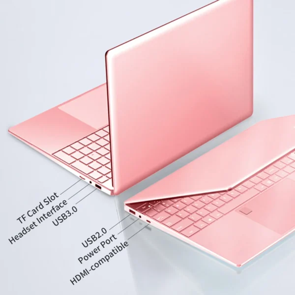 2025 11th Gen Intel Celeron N5095 Laptop  Windows10/11, Max 32GB RAM,128gb- 2TB SSD, 2.4G/5G WiFi, BT, Girlish style Pink Keybd