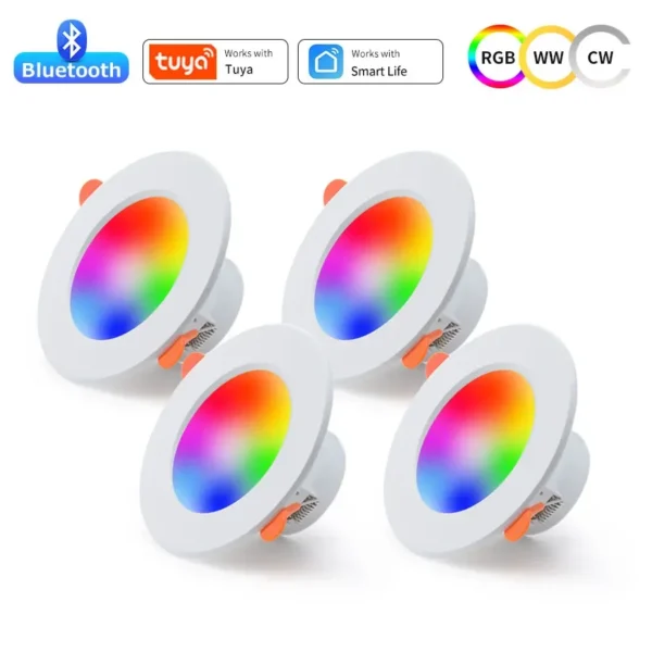 Tuya Bluetooth Smart LED Downlight 10W Smart Life APP LED Lamp Bulb Dimmable RGB RF 2.4G Remote Group Control Led Spot Lights