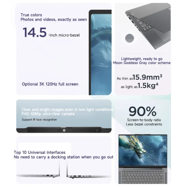 Lenovo Laptop Thinkbook 14+ 2025 Intel Evo 14.5" 3K 120Hz Ultra5 225H/Ultra7 255H/Ultra9 285H 32GB LPDDR5x 1TB SSD Notebook PC
