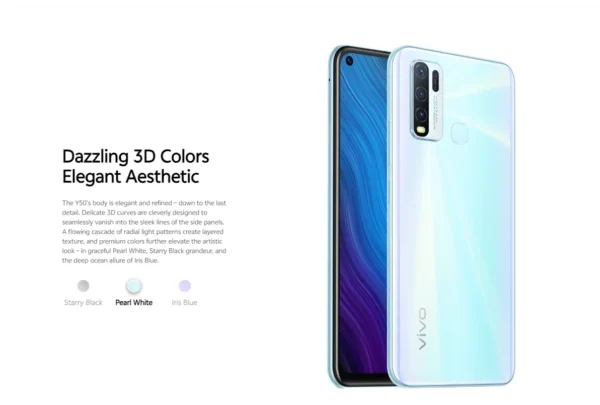 Sca571a294dc2484ea8d3d88378736a3bK.webp Original VIVO Y50 8GB 128GB 4 Cameras 5000mAh 6.51inch 2340x1080px CPU Snapdragon 13MP + 16MP Android 4G Smartphone