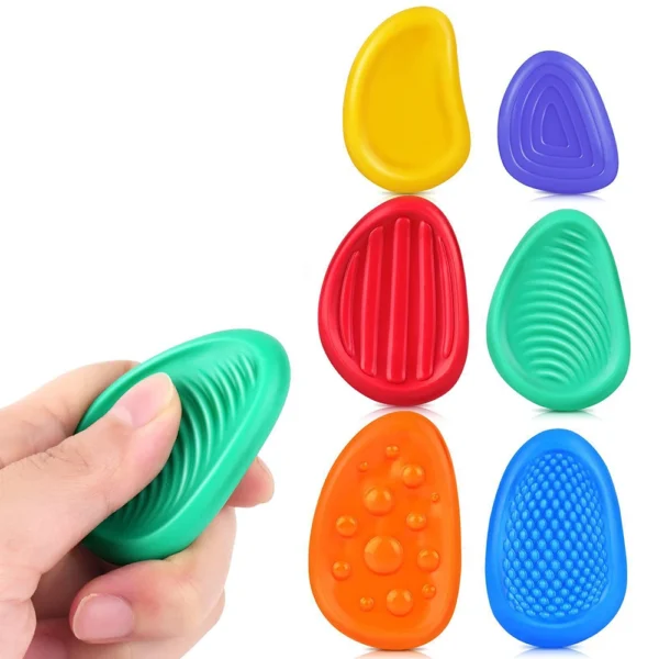 2025 New Fidget Toys Adults Sensory Silicone Stone 6 Pack Textured for Autism Kids Calming Down Fidget Stress Relief Toys