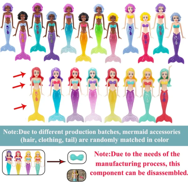 New Mermaid Dive Toys 2/3/4 PCS Colorful Bath Toy Play in Water Pool Float Toys 2 Rising Modes Games for Toddlers Children Gift