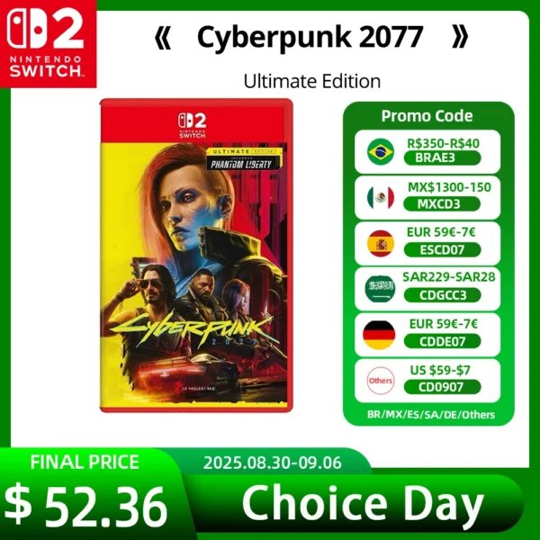 Nintendo Switch 2 Cyberpunk 2077 Ultimate Edition Games Deals 100% Official Physical Game Card Action Genre Game for Switch 2