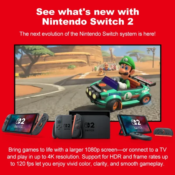Nintendo Switcht 2 Consola de Video Juegos Games Console 256GB with 4K Resolution 7.9'1080p Vivid Screen HDR 120fps New GameChat