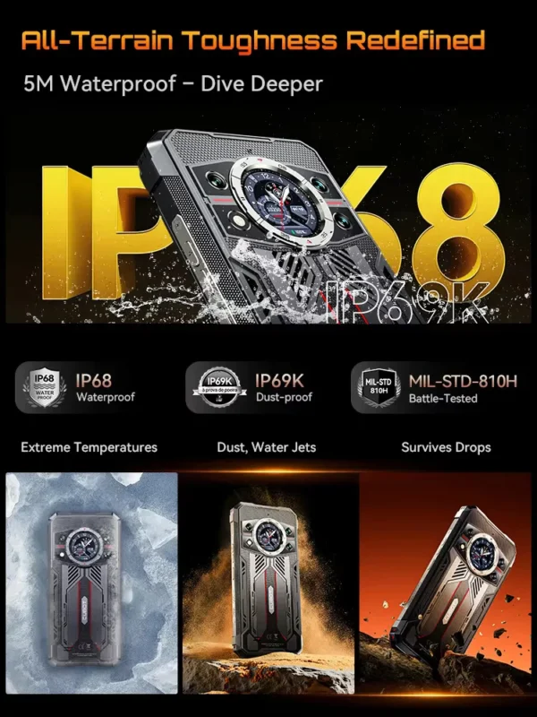 Cubot KingKong 11 Rugged 5G Smartphone 10200mAh Battery Dimensity 7025 32GB RAM(16+16) 256GB ROM 108MP Camera Android 15 NFC