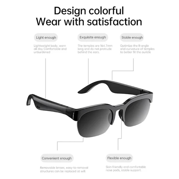 Scfc6456784b14bc9a3c2bed2057a9f1aY.webp Smart Glasses Wireless Bluetooth 6.0 Stereo Headphones Call Music Outdoor Cycling Sunglasses Voice Control HIFI Anti-UV Glasses