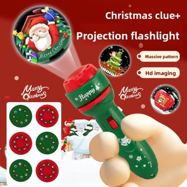 3-10 Cards Christmas Cartoon Projection Flashlight  Creative Children Flashlight Toy Projector Baby Toys Bedtime Story Book Toy