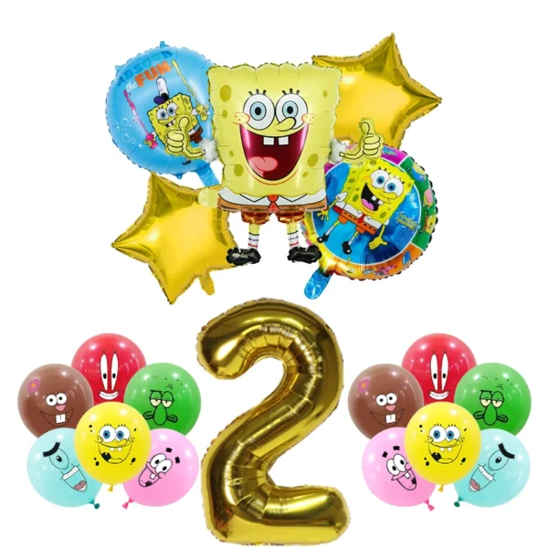 SpongeBob Birthday Party Decoration Aluminum Foil Balloon For Kid Event Supplies Disposable Tableware Banner Backdrop Gift