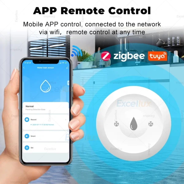 Tuya ZigBee Smart Water Sensor Leak Detector Flood Water Leakage Security Alarm Smart Life Control Works With Zigbee Gateway Z2M