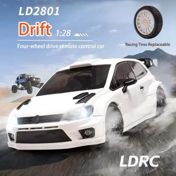 LD2801 Mini Drfit RC Car 1:28 Race Car 2.4G Remote Control Four Wheel Drive High Speed Motor Vehicle Model Cars Toys For Gifts