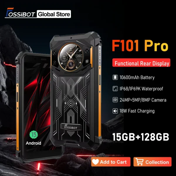 FOSSiBOT F101 PRO 8GB 128GB Smartphone 10600mAh 18W Fast Charge Mobile Phone 24MP 5.45'' HD+ Display Android 13 OS Cellphone