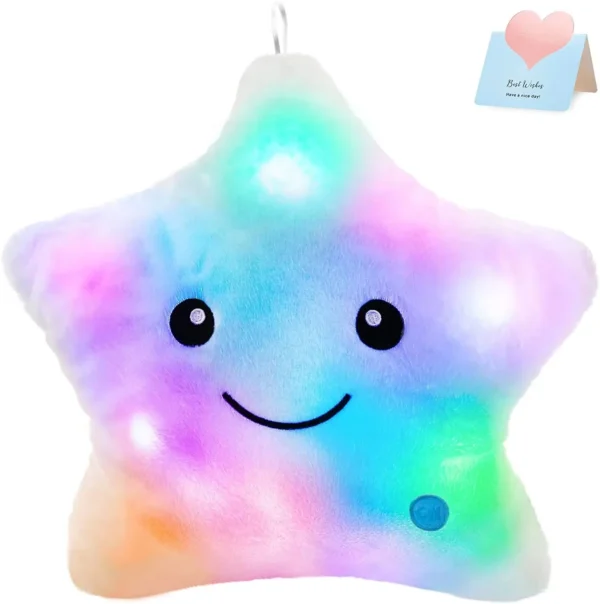 34CM Creative Toy Luminous Pillow Soft Stuffed Plush Glowing Colorful Stars Cushion Led Light Toys Gift For Kids Children Girls