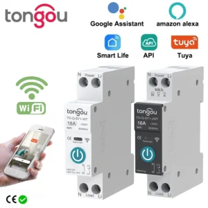 Tuya Wifi Smart Circuit Breaker Switch With Metering 63A1P Din Rail remote control Smart Home Smart Life App Timer Module TONGOU