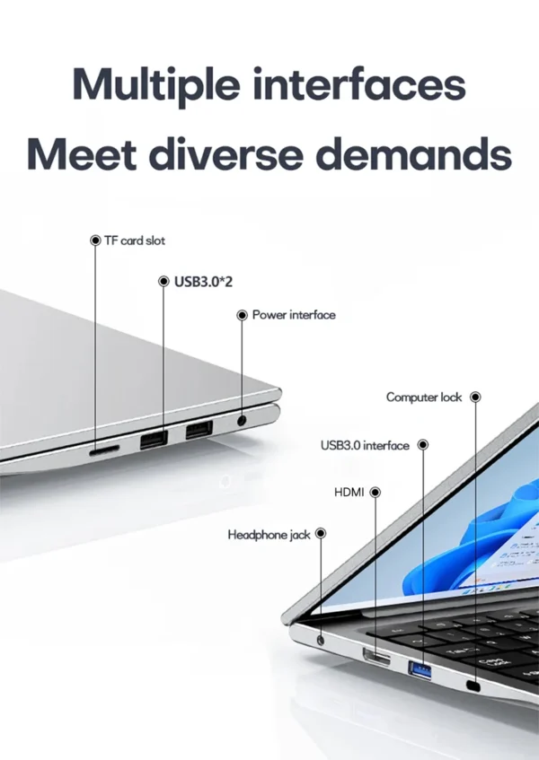 ACEKAMAS 17.3" Portable Computer Laptop Intel Celeron N5095 16GB RAM 1TB SSD Windows 11 Pro Fingerprint Office Gamer Notebook PC