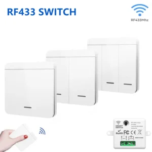 Se1dd845b519949b490b4d13783e4e158J.webp RF433Mhz Wireless Switch 1/2/3 Gang 86 Wall Panel Transmitter Safety Light Switch AC 85-265V Relay Receiver For Home Led Light