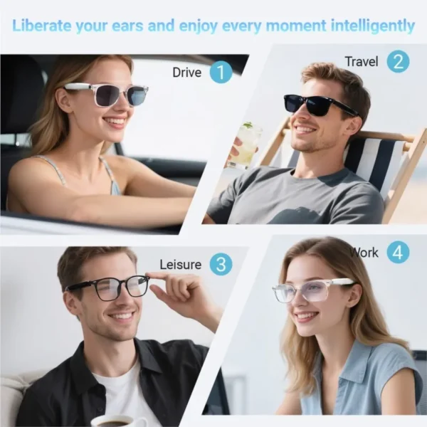 Se31618bbcb5c45aab6e154adb39abebfV.webp Smart Glasses AI translation 100+ Languages Make Receive Calls Music Calling Noise Reduction Light BT TWS Glasses Men Women
