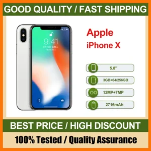 Se3a68b1418fb42e48a5a406955d32037R.webp Original Used Apple iPhone X Unlocked 4G Mobile Phone Face ID 5.8" 64/256GB ROM 12MP IOS NFC Camera Hexa-core Smartphones
