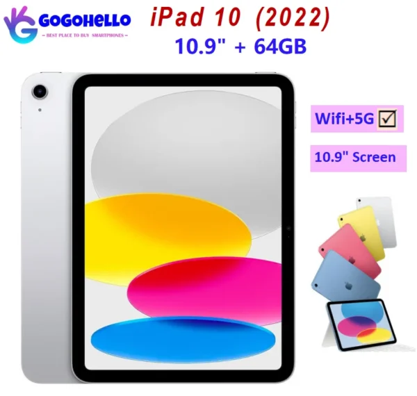 Se3b9c9bcdbf24965b1eae7fb40a3d222c.webp Original Apple iPad 10 (2022) 10th Gen 10.9Inch 64GB WiFi + Cellular 5G Face ID 12MP Unlocked Used Tablet 95% Like New