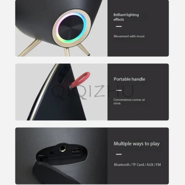 80W Power Home Theater Bluetooth Speaker 3D Stereo Surround Sound System Subwoofer Outdoor Portable Sound Column with Bracket