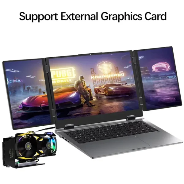 Se6d4bcb58dc94193a719245b206a696et.webp NEW Triple Screen Gaming Laptop 16+10.5+10.5 inch Intel Core i7 1260P 64GB RAM 2TB Business Computer RJ45 fingerprint+face