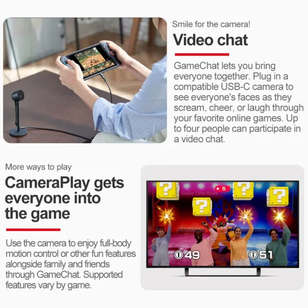 Nintendo Switch 2 Camera Nintendo Switch 2 Accesorios USB-C Wired Camera with Wide-angle Lens and Highly Sensitive Image Sensor