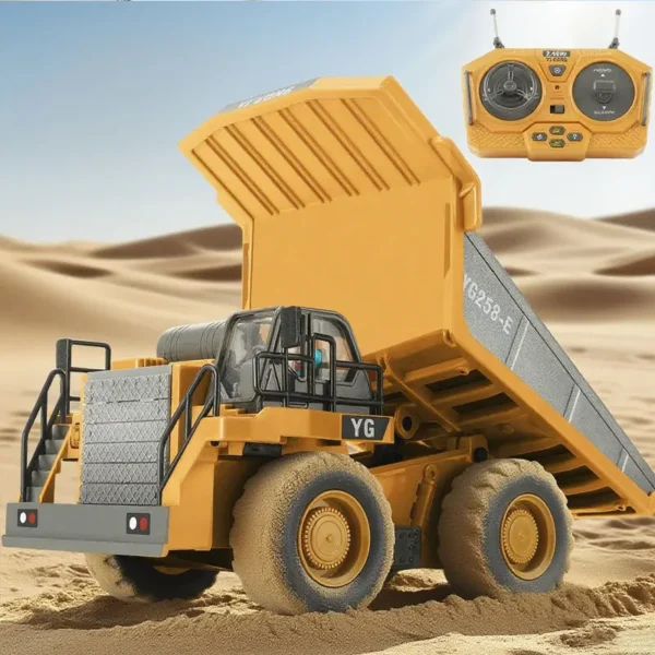 Kids RC Car Toys 2.4Ghz Remote Control Alloy Excavator Dump Truck Bulldozer Electric Construction Vehicle Gifts for Boys Girls