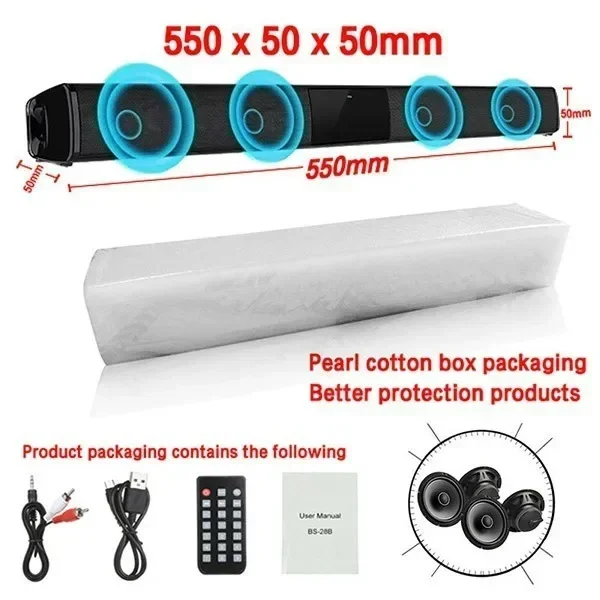 Powerful Wireless Bluetooth Speaker for Home Theater Computer TV Car Sound Box Soundbar Heavy Bass Subwoofer Radio caixa de som