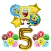 SpongeBob Birthday Party Decoration Aluminum Foil Balloon For Kid Event Supplies Disposable Tableware Banner Backdrop Gift