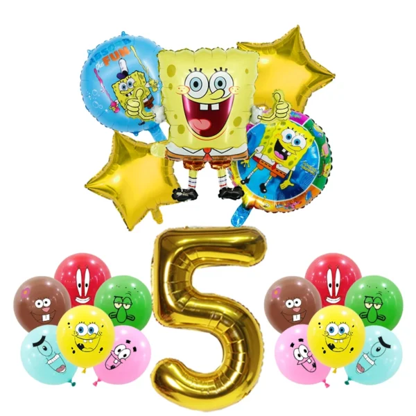 SpongeBob Birthday Party Decoration Aluminum Foil Balloon For Kid Event Supplies Disposable Tableware Banner Backdrop Gift