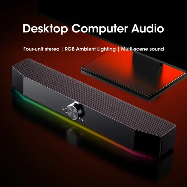 Wireless Bluetooth Soundbar 4D Surround RGB Lights, Deep Bass Subwoofer for Home Theater PC Gaming Laptop,Multiroom Speaker 120W