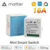 Matter WiFi Smart Switch 16A Smart Home Light Switch Relay Module Voice Control Work with Alexa Google Homekit Smartthings Tuya