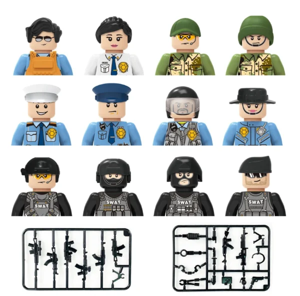 City Characters Building Blocks Mini Dolls Statues Police Firefighter Doctor Engineer Building Blocks Holiday gifts for kids